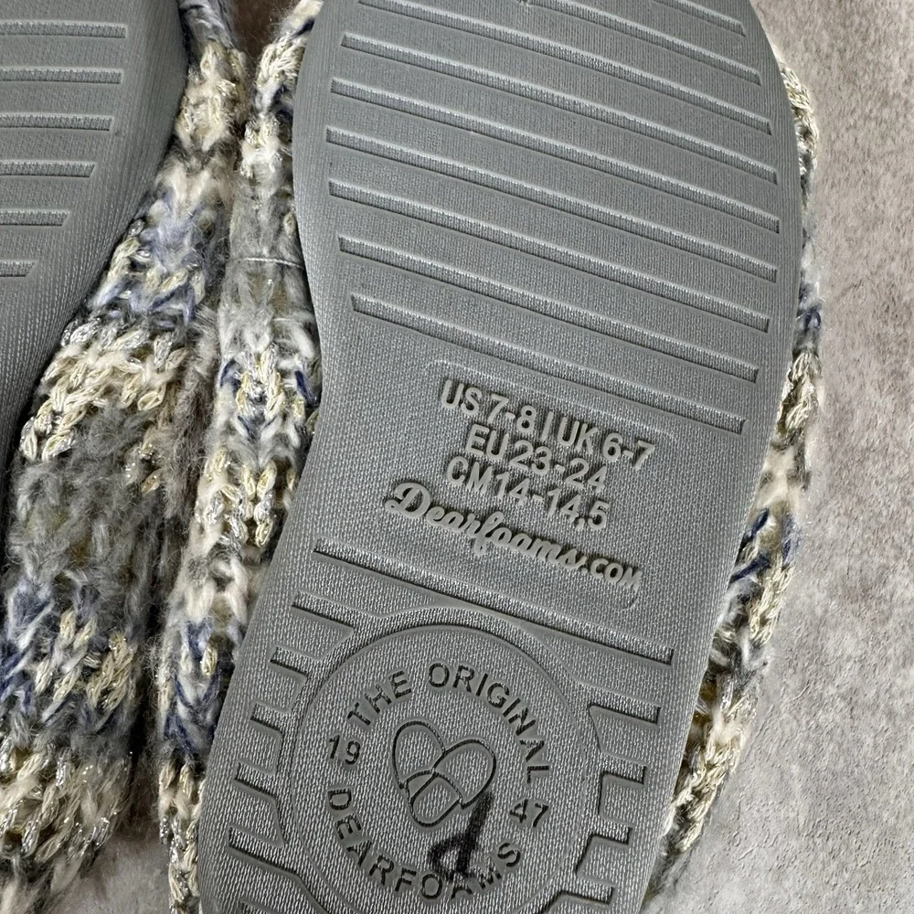 Dearfoams Unisex Kids Fairisle Moccasin Slipper Heather Grey Light Blue‎ Sz 7/8